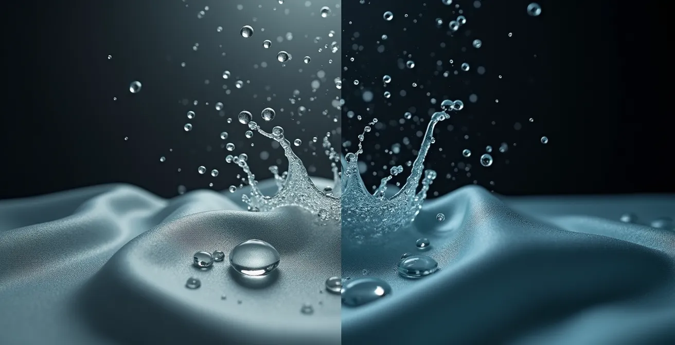 Vue microscopique comparative des fibres de soie naturelle et polyester synthétique