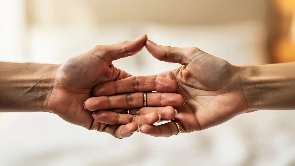 Couple établissant une connexion intime par le regard et le toucher