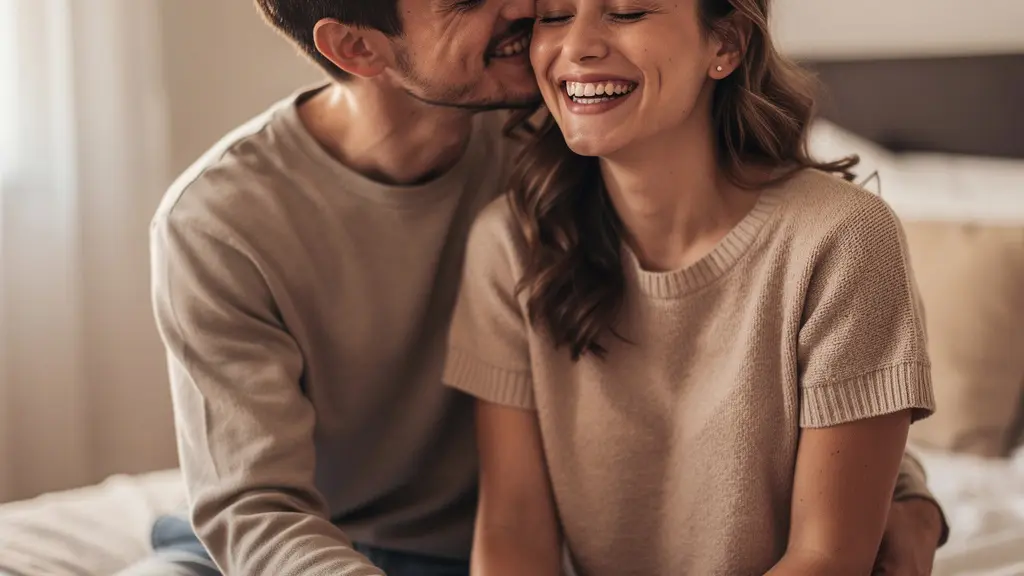 Couple complice partageant un moment ludique et créatif ensemble