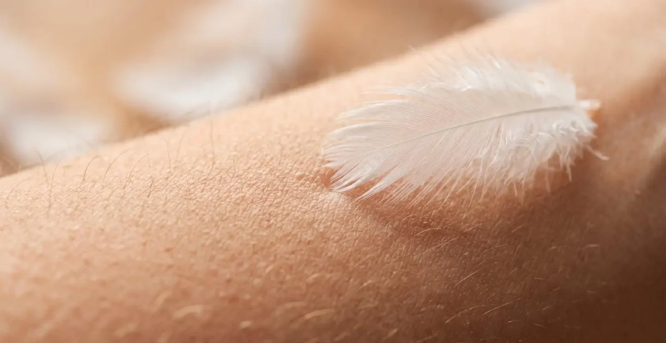 Macro photographique montrant les textures contrastées et la réactivité de la peau
