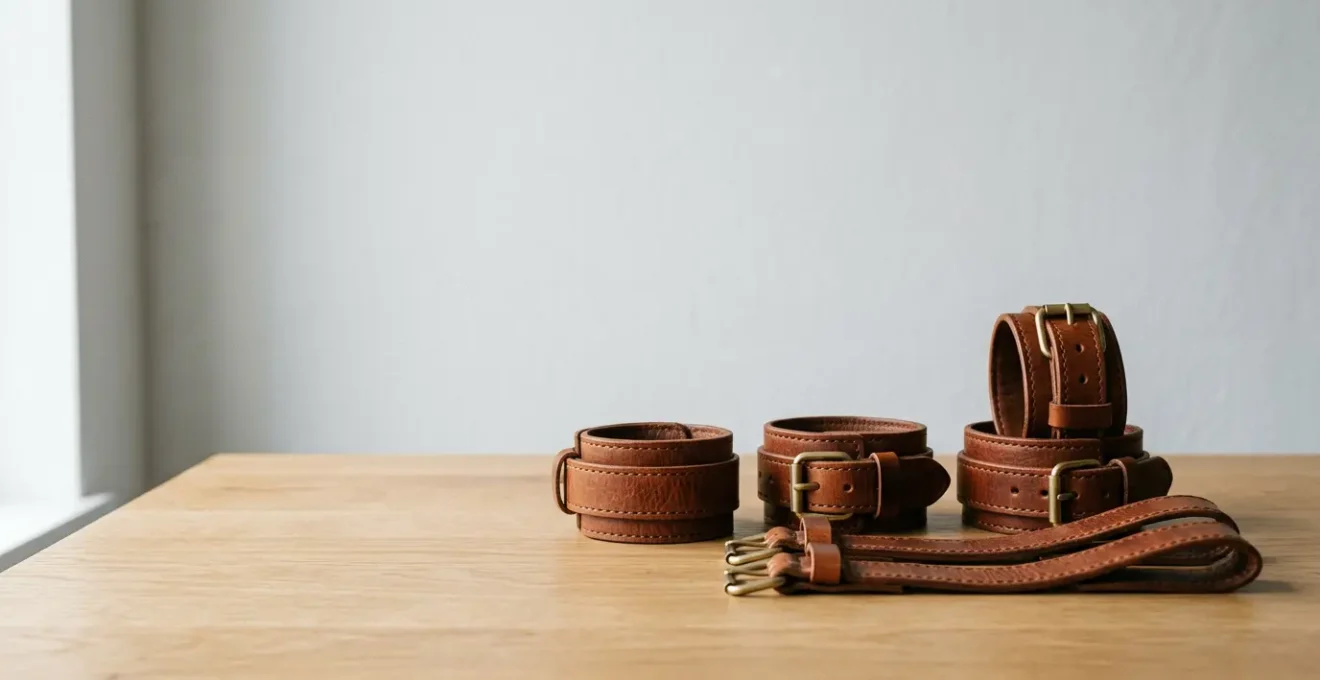 Accessoire de bondage en cuir véritable illustrant la qualité supérieure du matériau pour les débutants