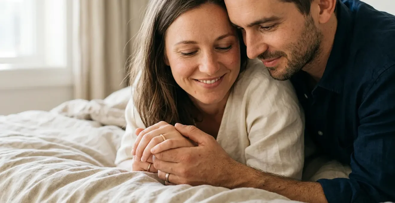 Moment d'intimité et de connexion sensuelle entre partenaires