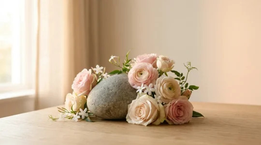 Composition artistique symbolisant l'épanouissement et la libération du plaisir féminin sans hiérarchie